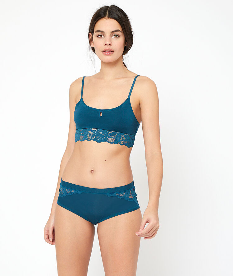 Brassière sans armatures bleu canard.