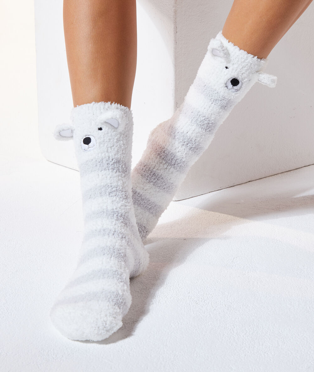 Chaussette homewear en pilou pilou gris.