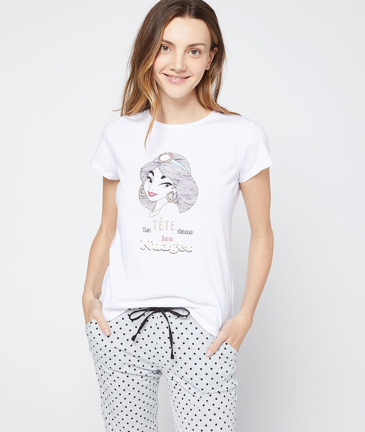 T-shirt imprimé "la tête dans les nuages" ecru.