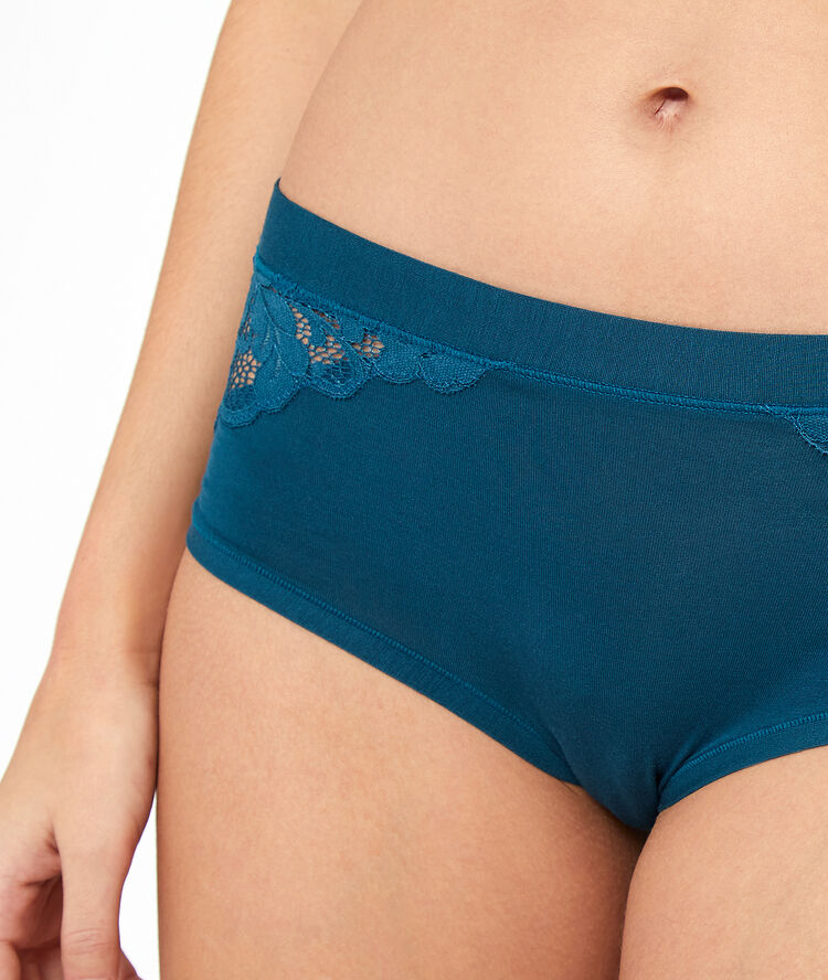 Shorty avec dentelle bleu canard.