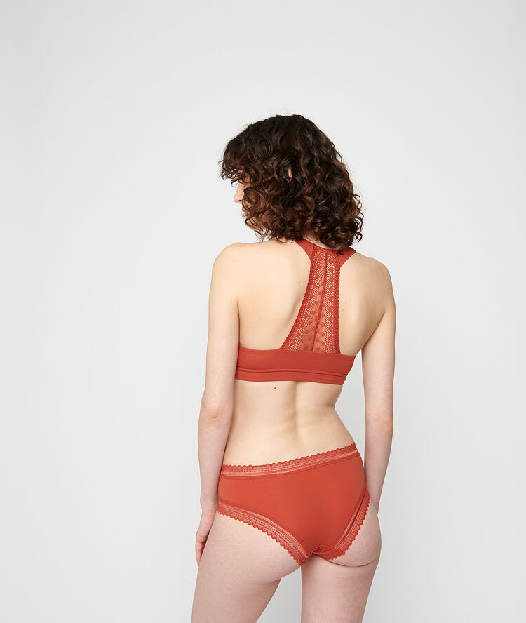 Shorty en microfibre brique roux.