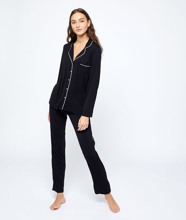 Pantalon de pyjama à bandes latérales noir.