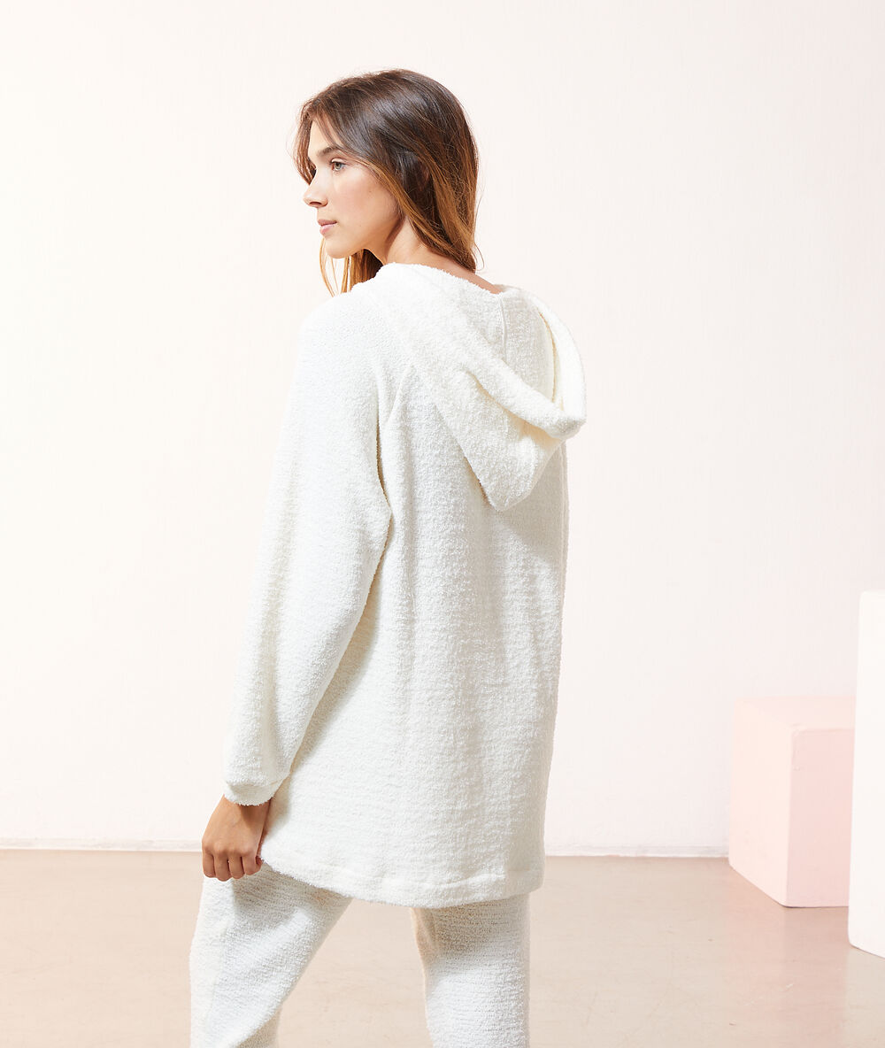 Sweatshirt à capuche loungewear ecru.