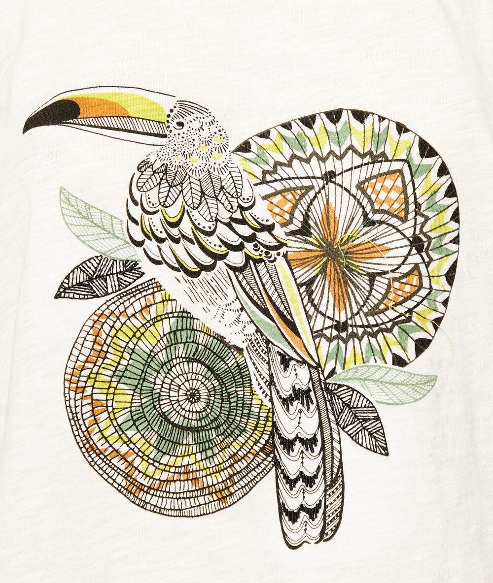 Débardeur imprimé toucan ecru.