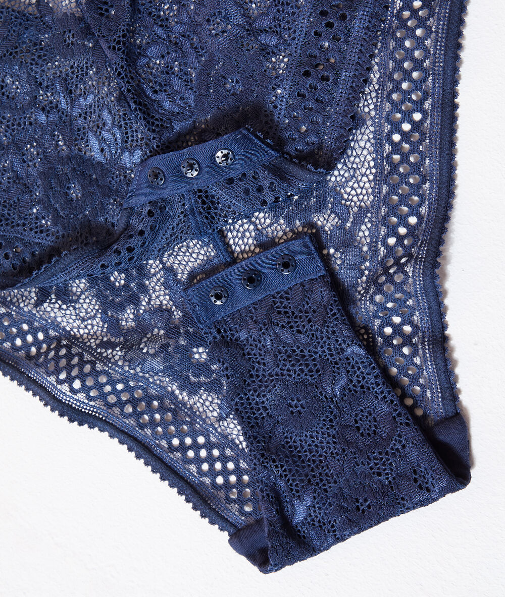 Body en dentelle fleurie marine.