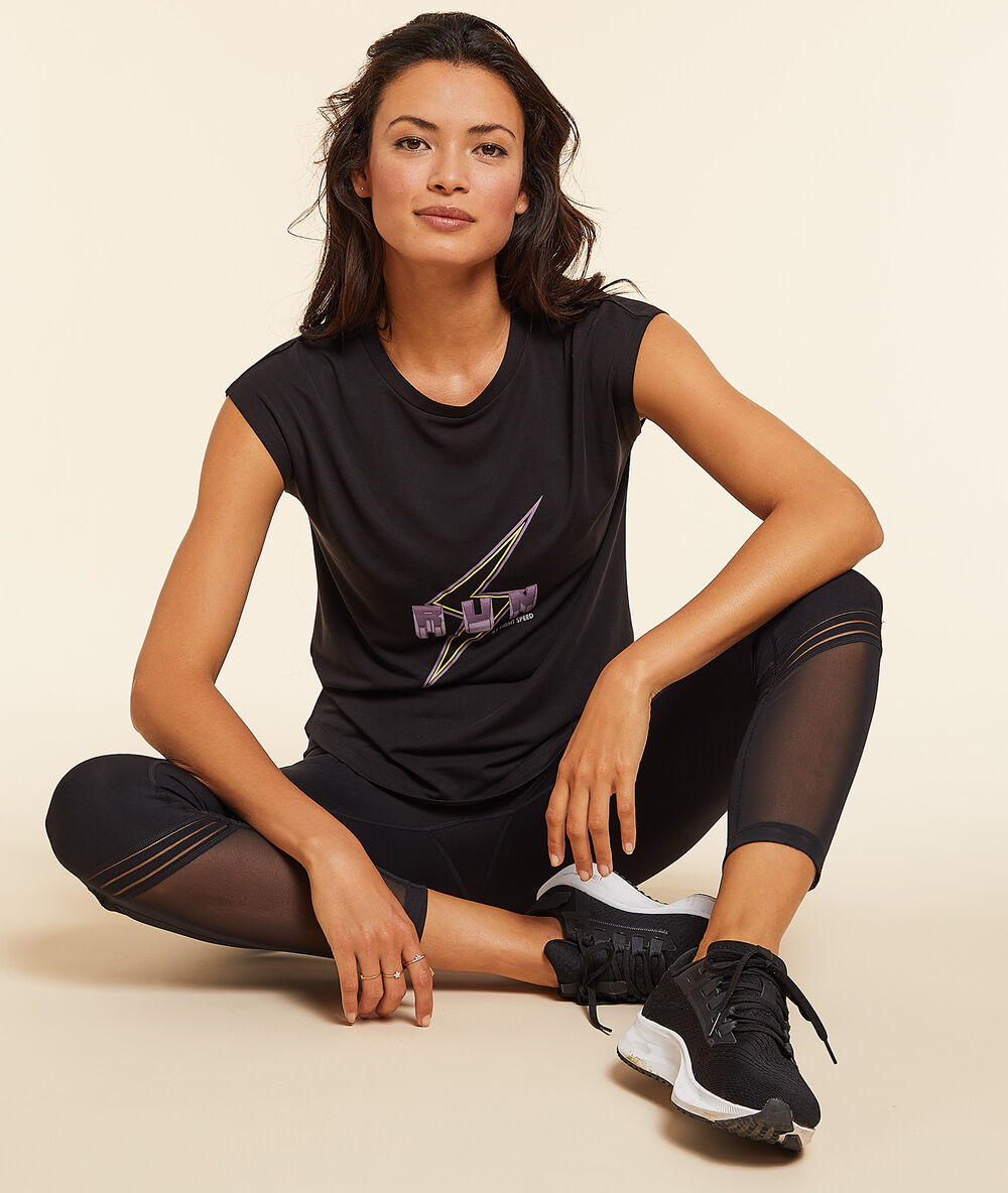 T-shirt manches-courtes "run" noir.