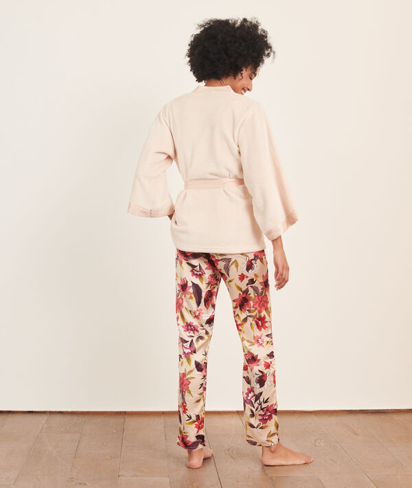 Pyjama 3 pièces satin et pilou pilou Pyjama 3 pièces satin et pilou pilou;${refinementColor}