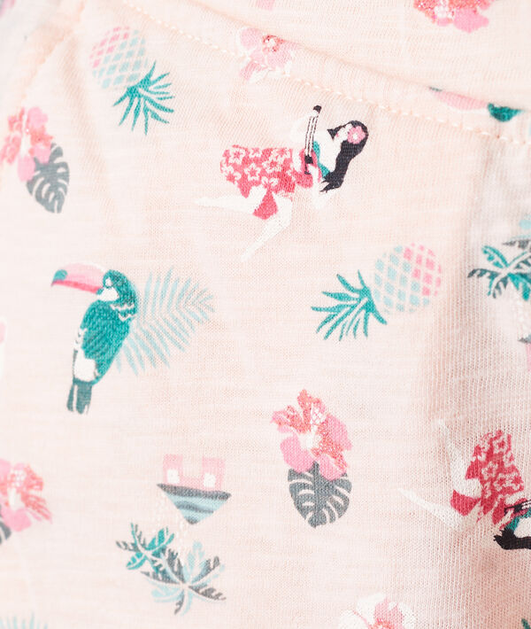 Short imprimé en coton bio rose.