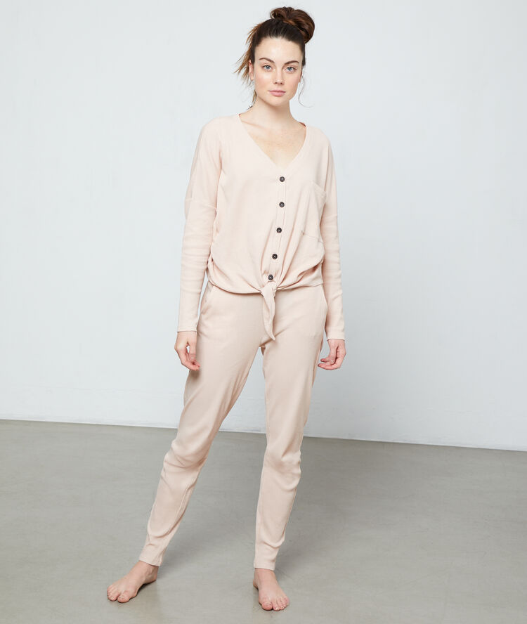 Pantalon de pyjama en coton rose.