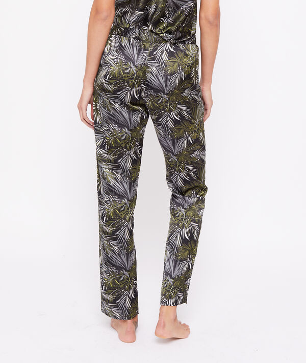 Pantalon satiné imprimé feuillage Pantalon satiné imprimé feuillage