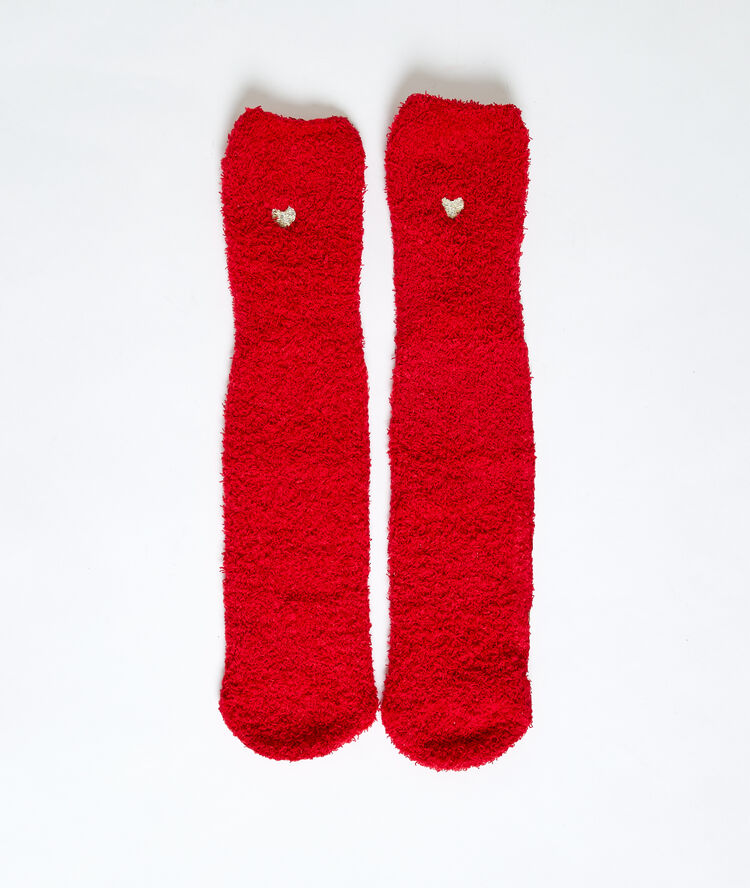 Chaussettes homewear rouge.
