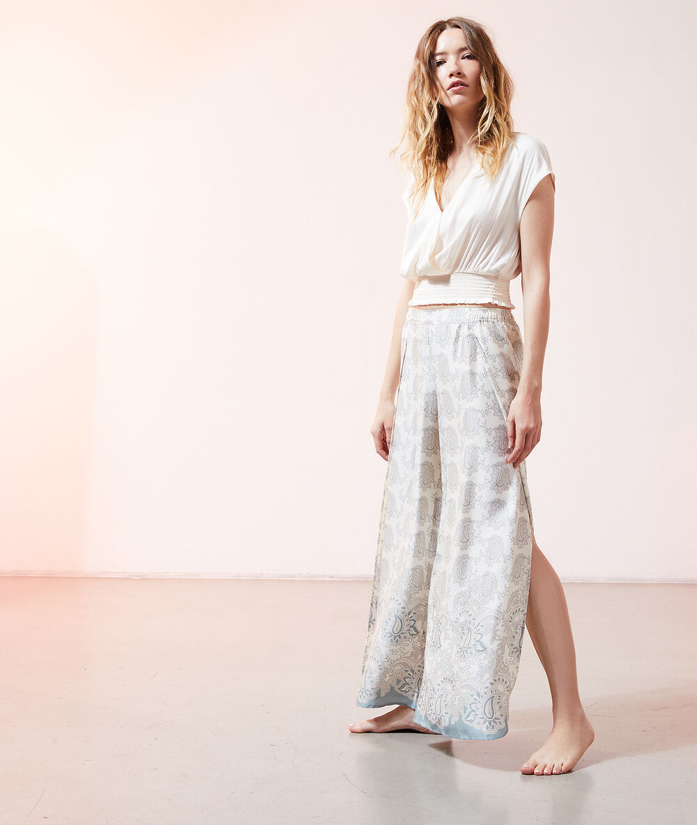 Pantalon imprimé ecru.
