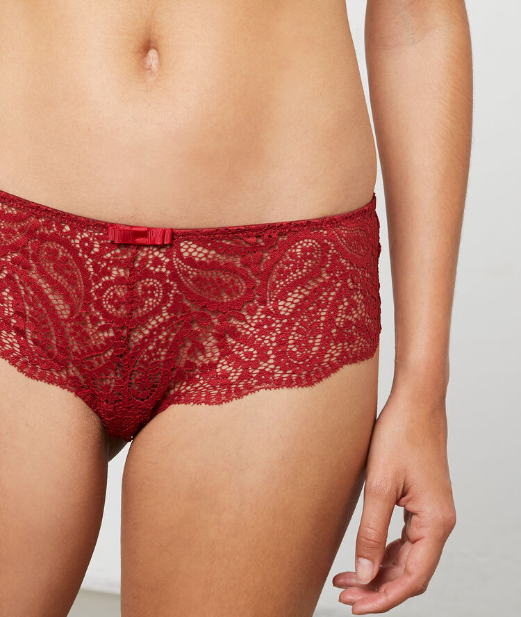Shorty microfibre et dentelle brique roux.