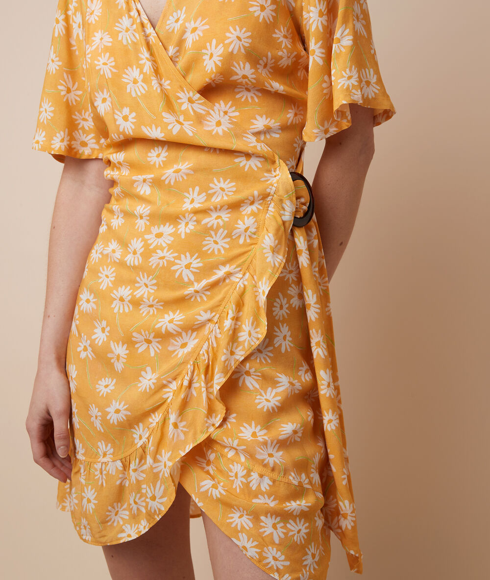 Robe imprimé floral jaune soleil.