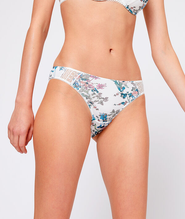 Culotte à imprimé fleuri, détails dentelle Culotte à imprimé fleuri, détails dentelle