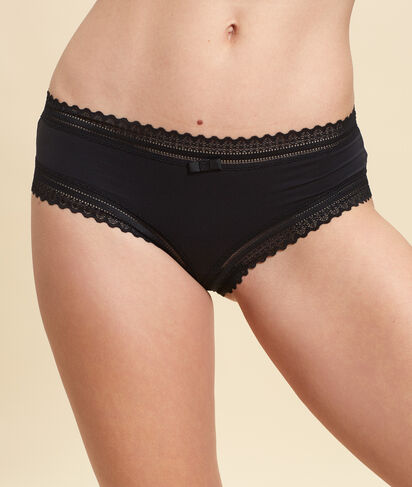 Shorty en microfibre bords dentelle;${refinementColor}