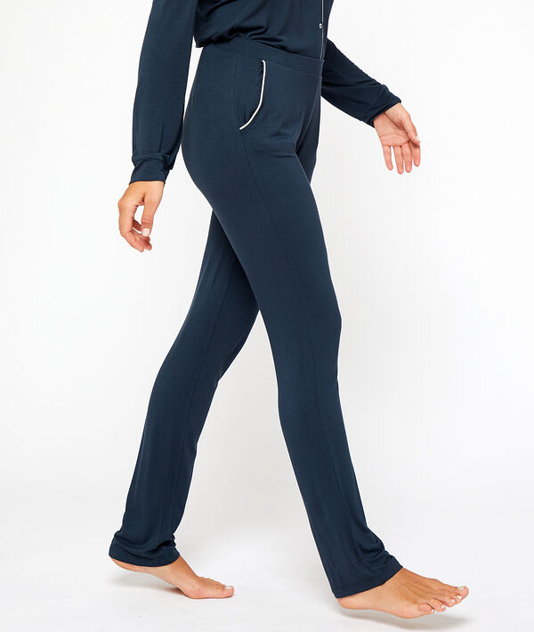 Pantalon uni bleu canard.