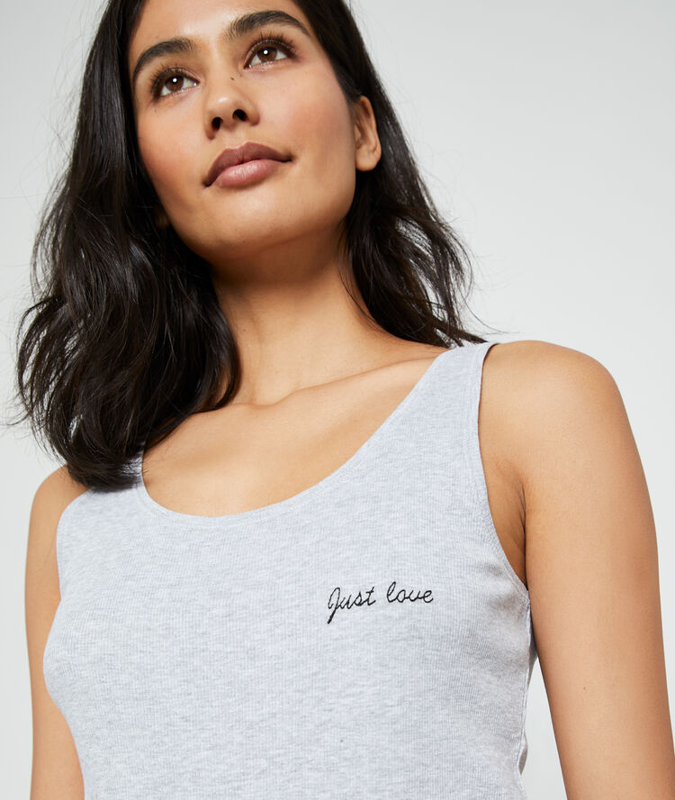 Top "just love" gris clair.