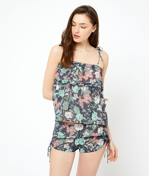 Short imprimé fleuri à liens Short imprimé fleuri à liens;${refinementColor}