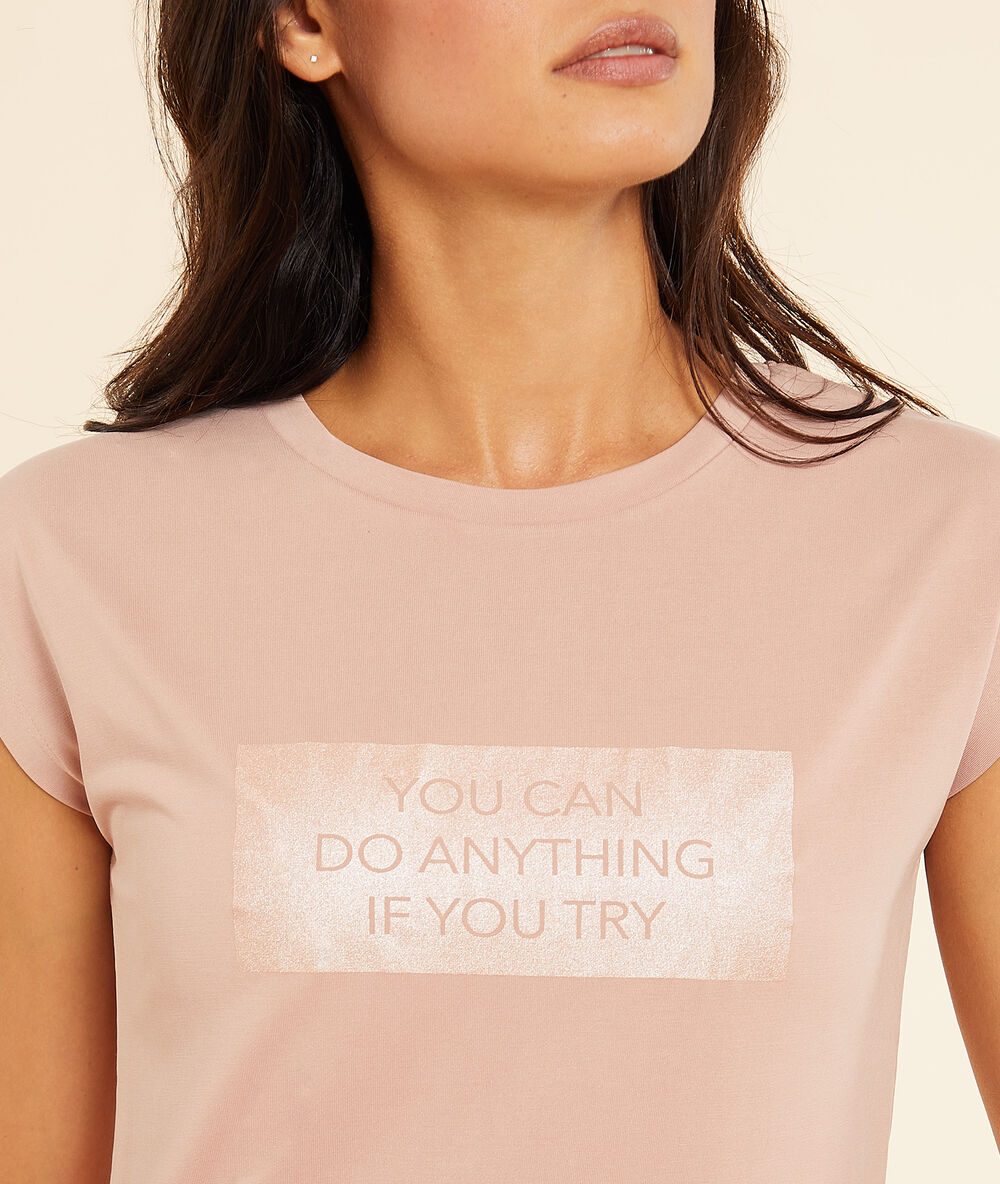 T-shirt manches courtes "you can do anything ..." peche.