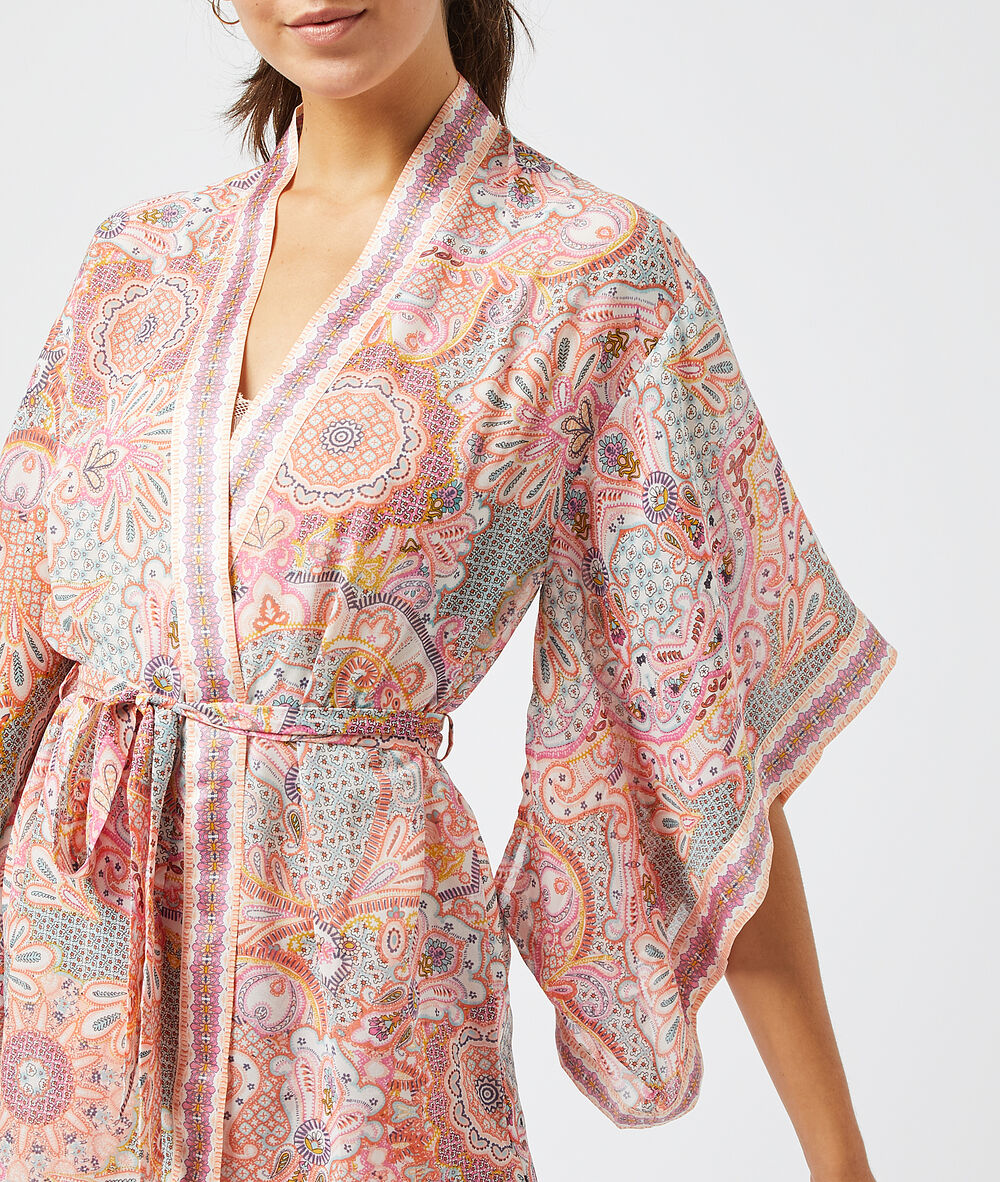 Kimono satiné imprimé MULTICOLORE ETAM