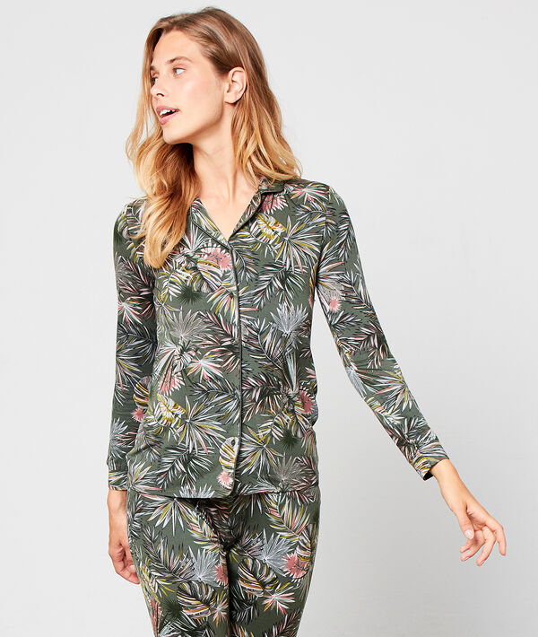 Chemise de pyjama imprimé feuillage Chemise de pyjama imprimé feuillage