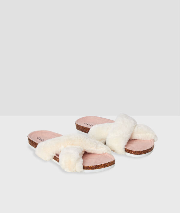 Chaussons ouverts fausse fourrure Chaussons ouverts fausse fourrure