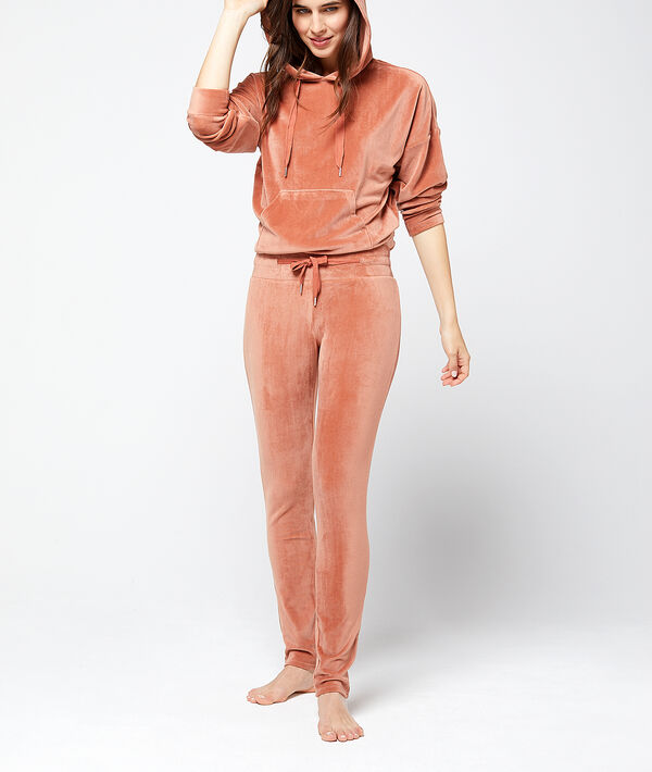 Pantalon homewear velours brique.