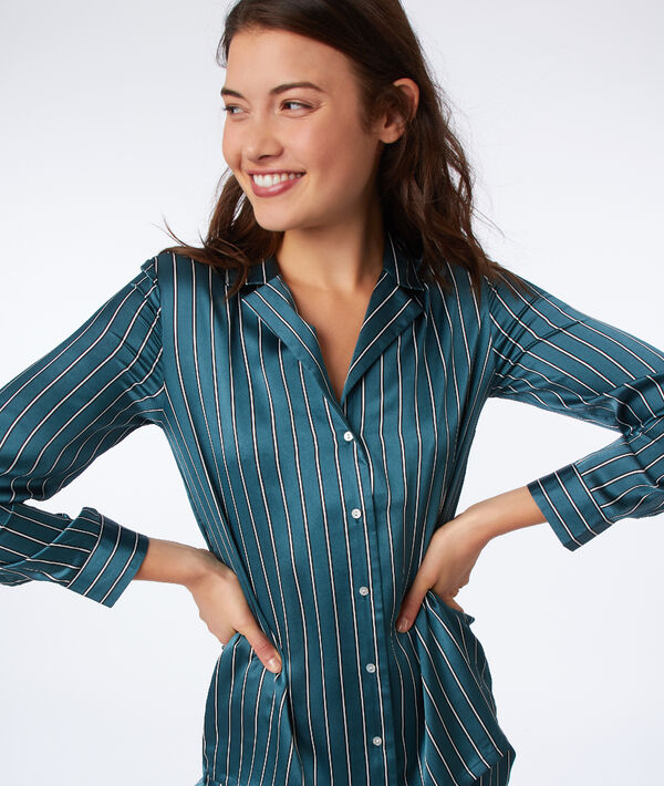 Chemise de pyjama satinée à rayures Chemise de pyjama satinée à rayures