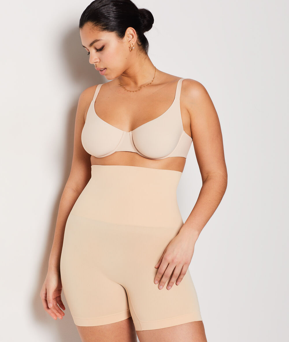 Panty sculptant taille haute - maintien médium beige.