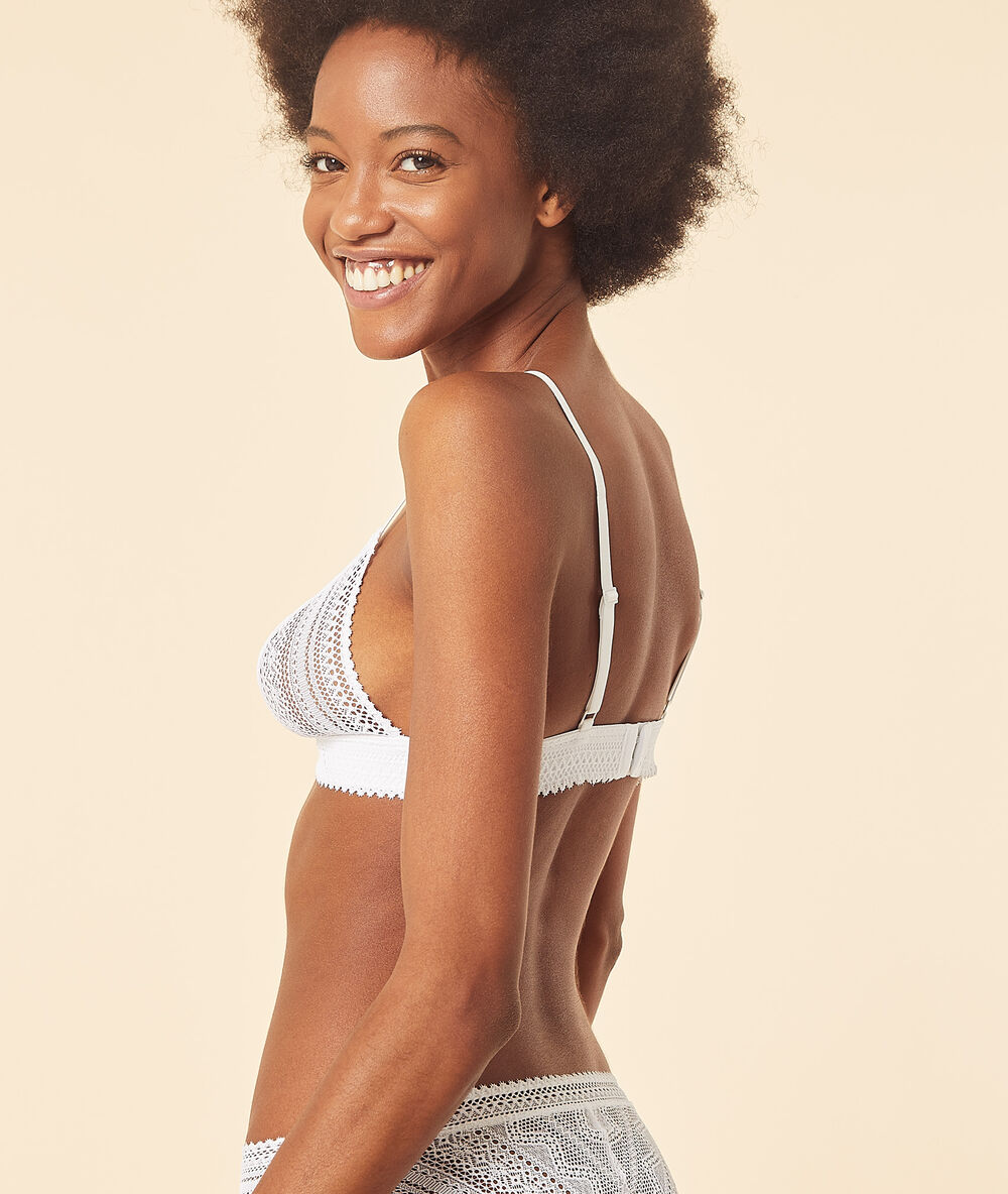 Soutien-gorge triangle sans armatures blanc.