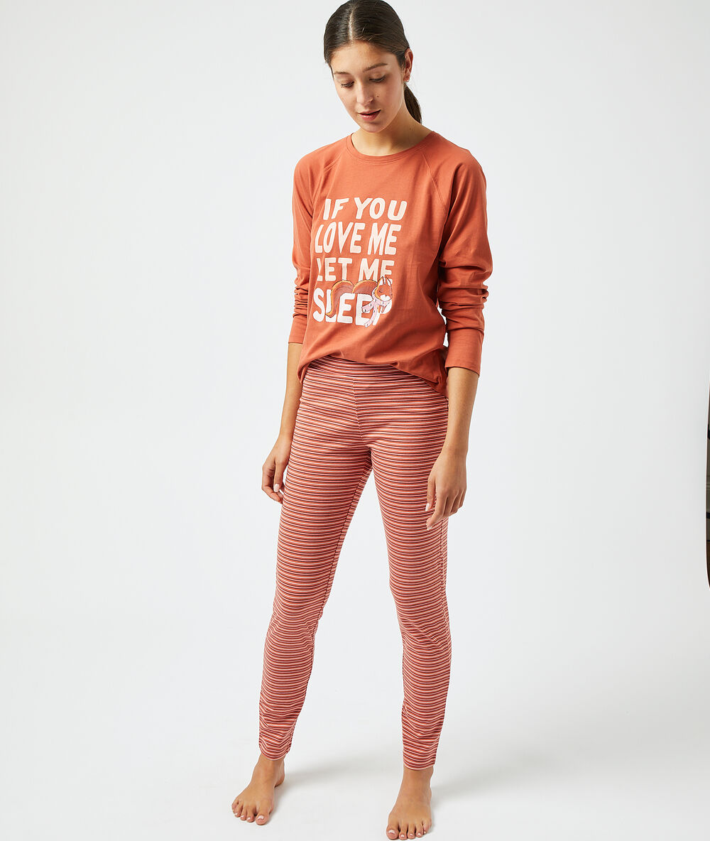 T-shirt "if you love me let me sleep" brique roux.