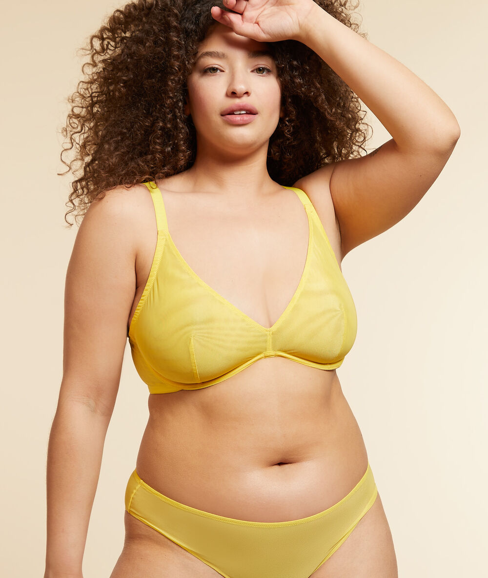 Soutien-gorge n°7 - triangle armaturé jaune vif.