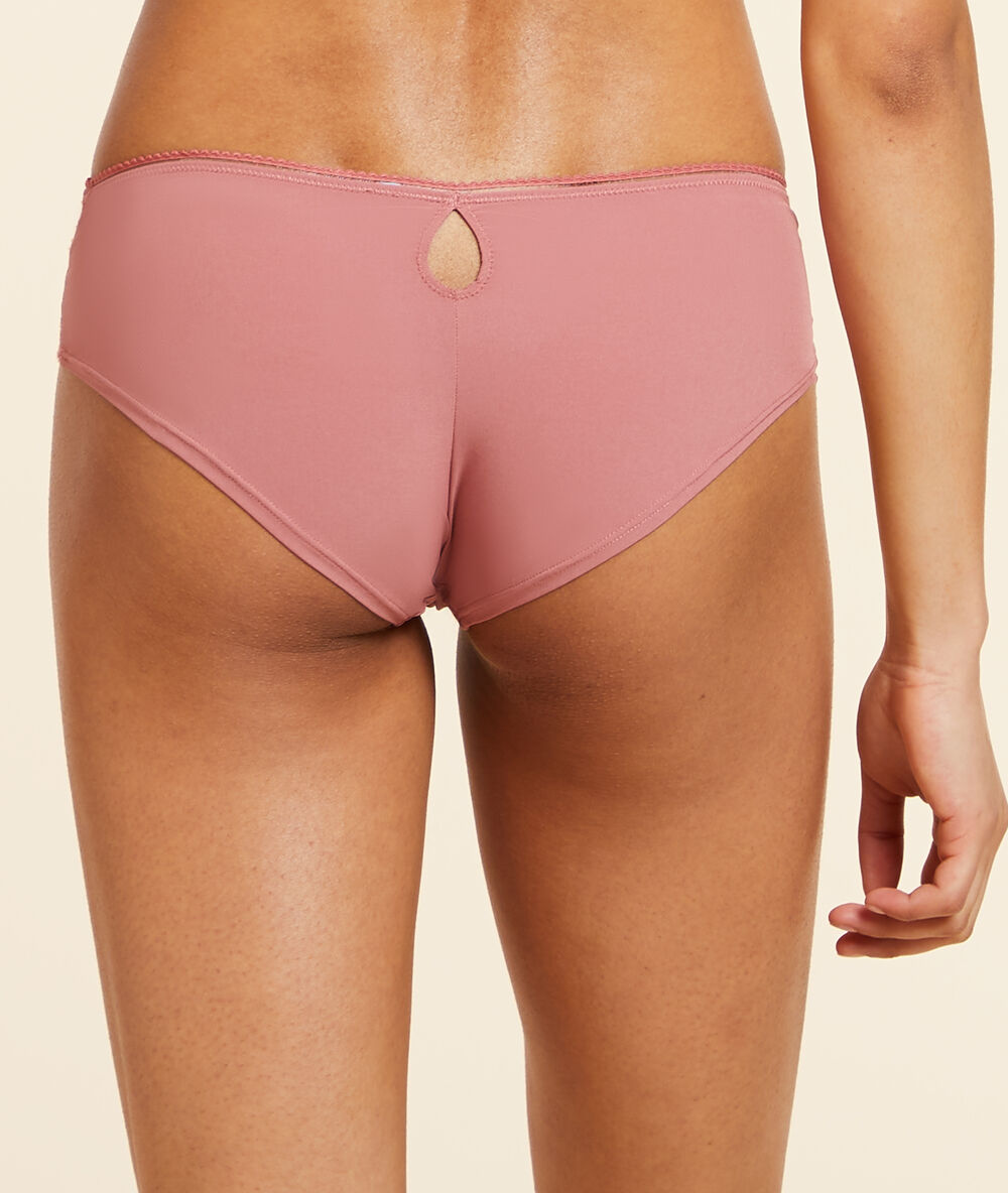 Shorty en tulle brodé terracotta.