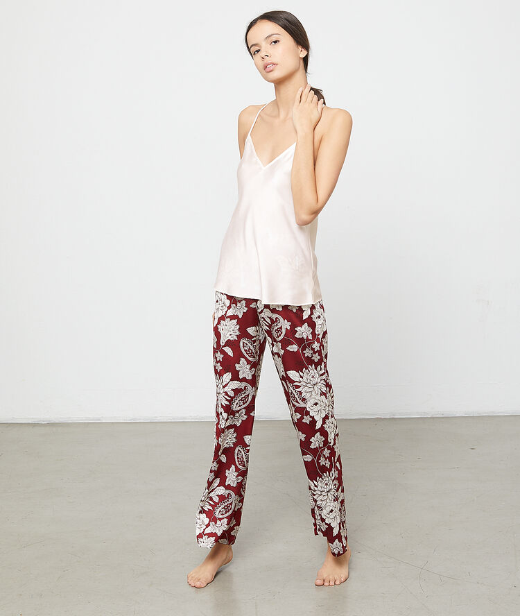 Top satin dos dentelle ecru.