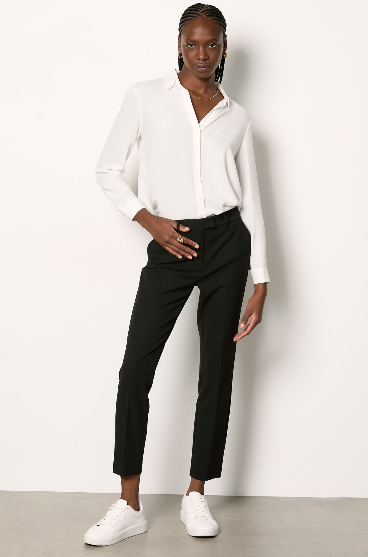 Pantalon coupe cigarette - Leoni - 34 - Noir - Femme - Etam