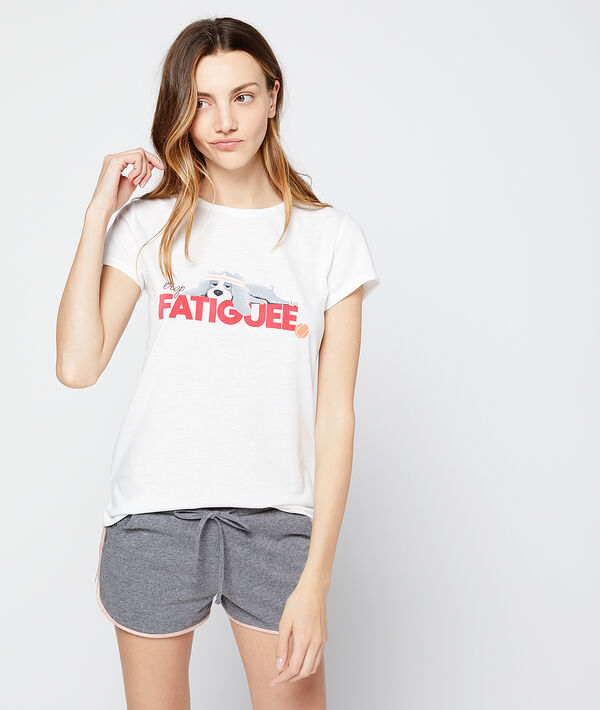 T-shirt imprimé chien message " Fatiguée" T-shirt imprimé chien message " Fatiguée"