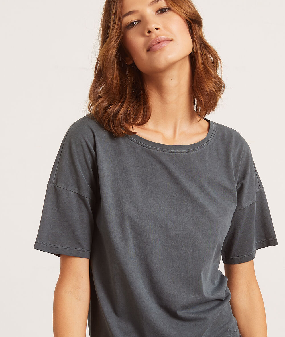 Top manches courtes uni anthracite.