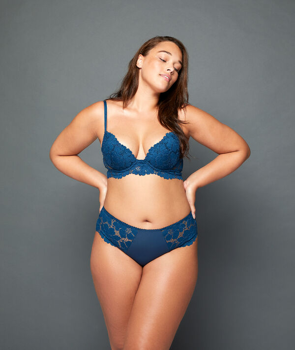 Soutien-gorge n°2 : push-up dentelle recyclée bleu.