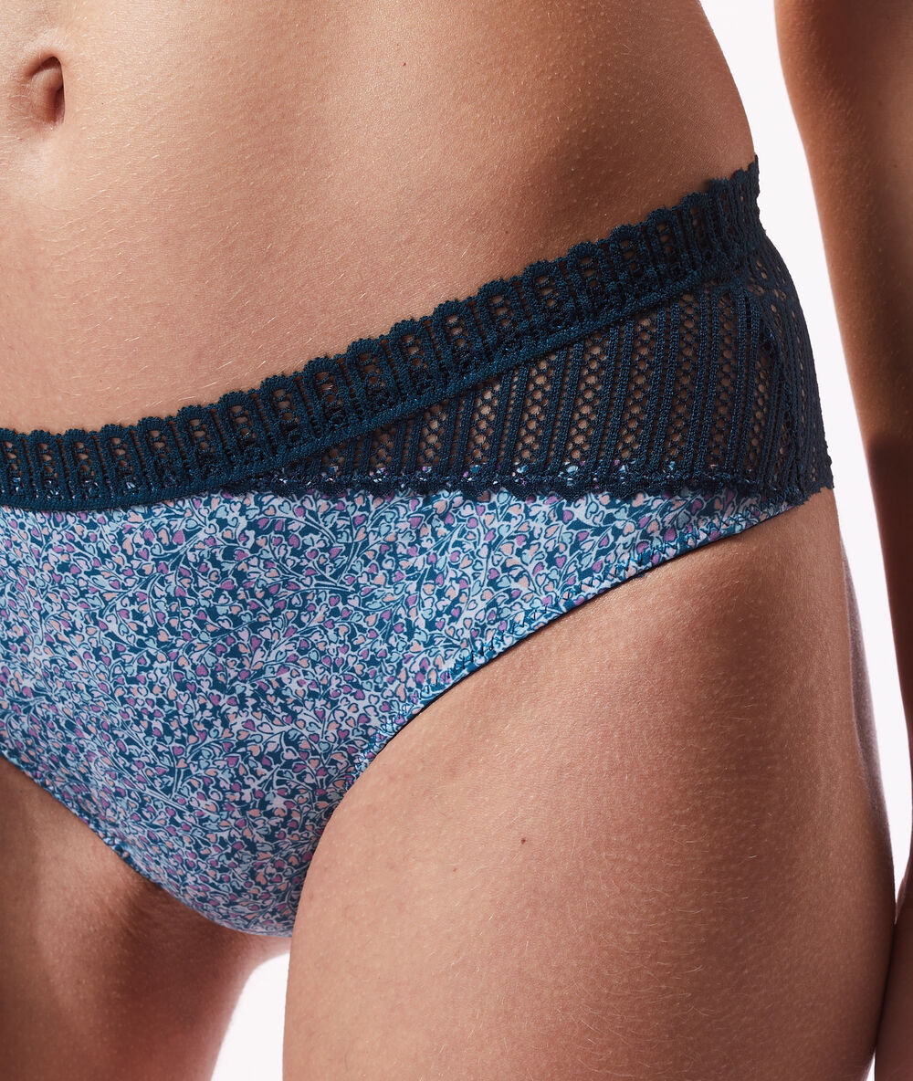 Shorty imprimé dentelle imp bleu vert.