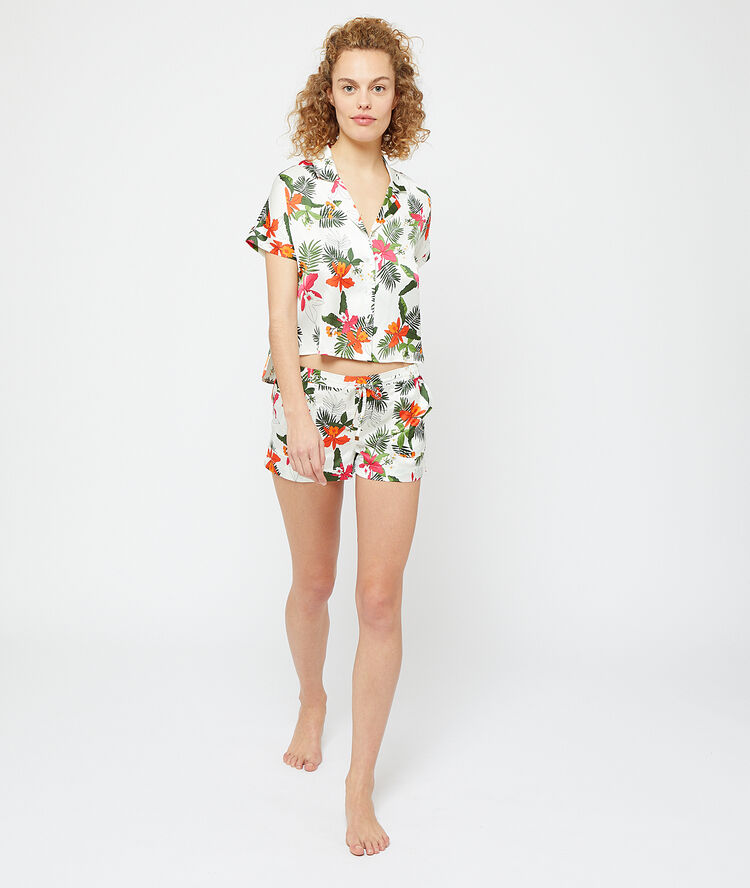 Chemise de pyjama imprimée multicouleurs.