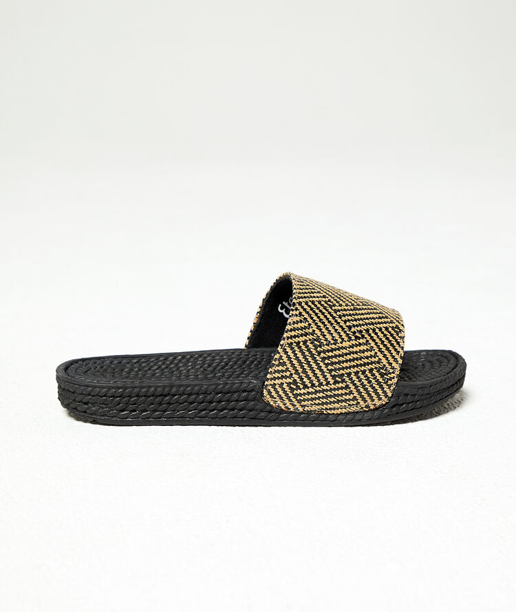 Tongs tressées noir.