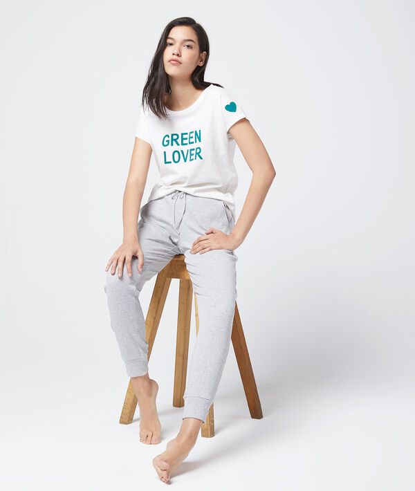 T-shirt imprimé "green lover" en coton bio ecru.