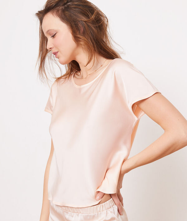 Top satiné manches courtes Top satiné manches courtes;${refinementColor}