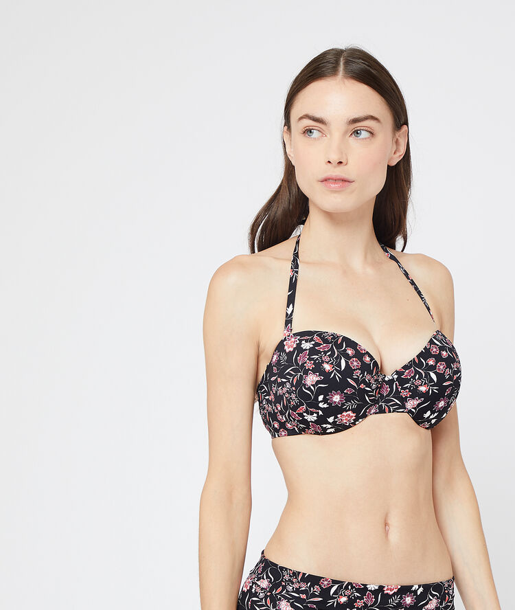 Haut de maillot de bain bandeau à imprimé floral multicolore.