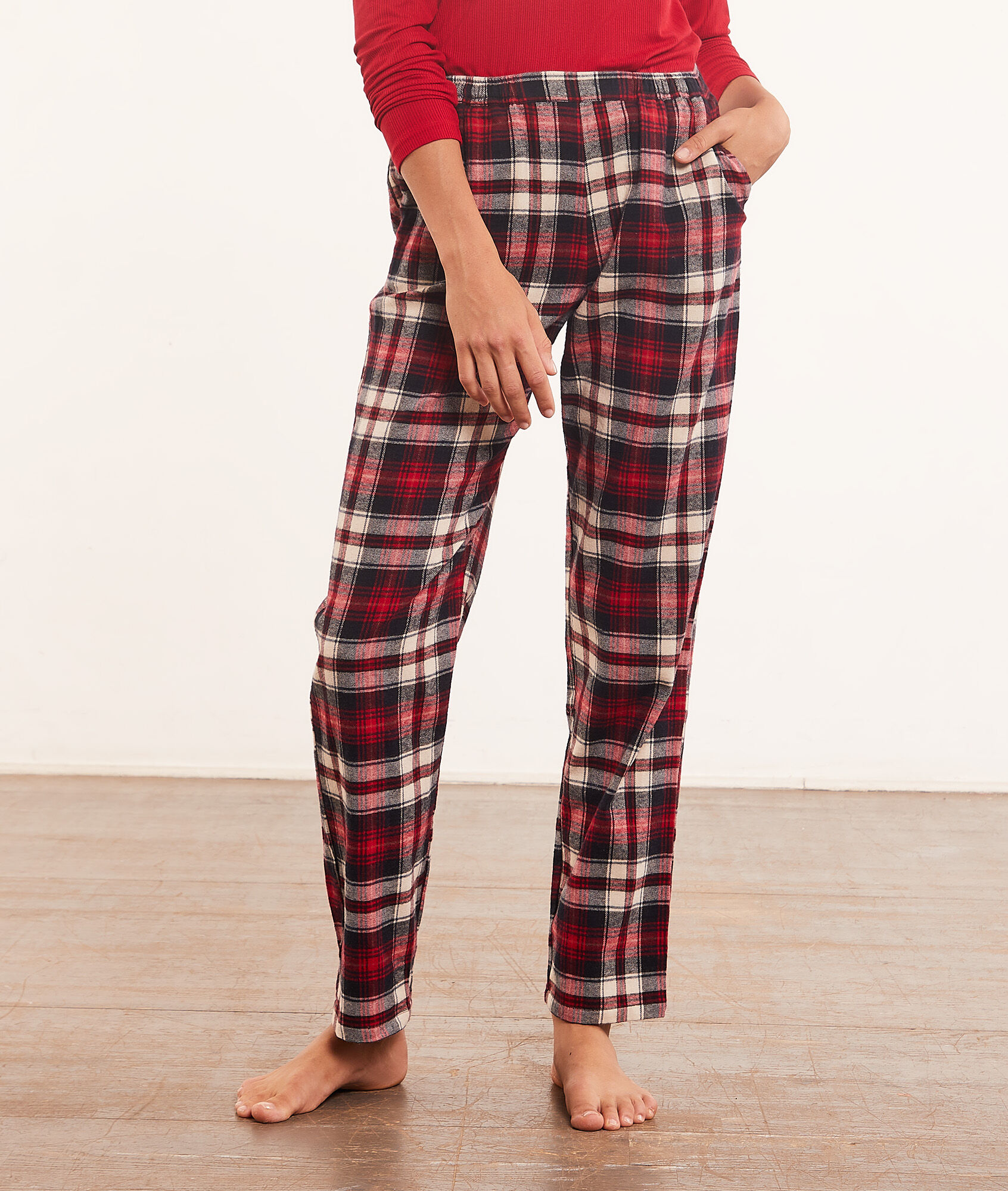 Pantalon de pyjama à carreaux - Tad - XS - Rouge - Femme - Etam