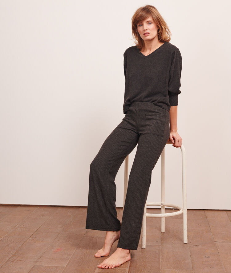 Pantalon côtelé loungewear anthracite.