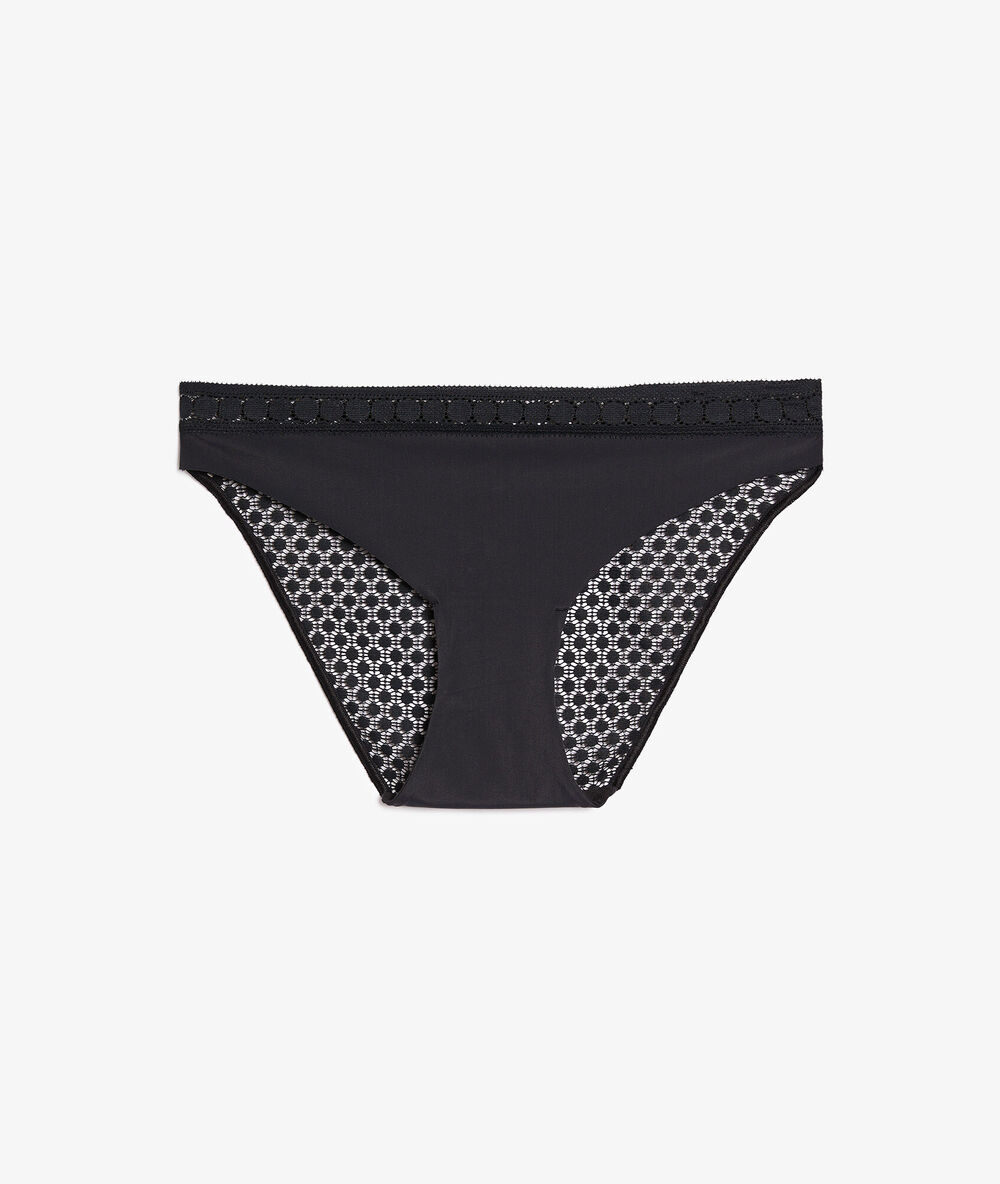 Slip en microfibre et dentelle noir.
