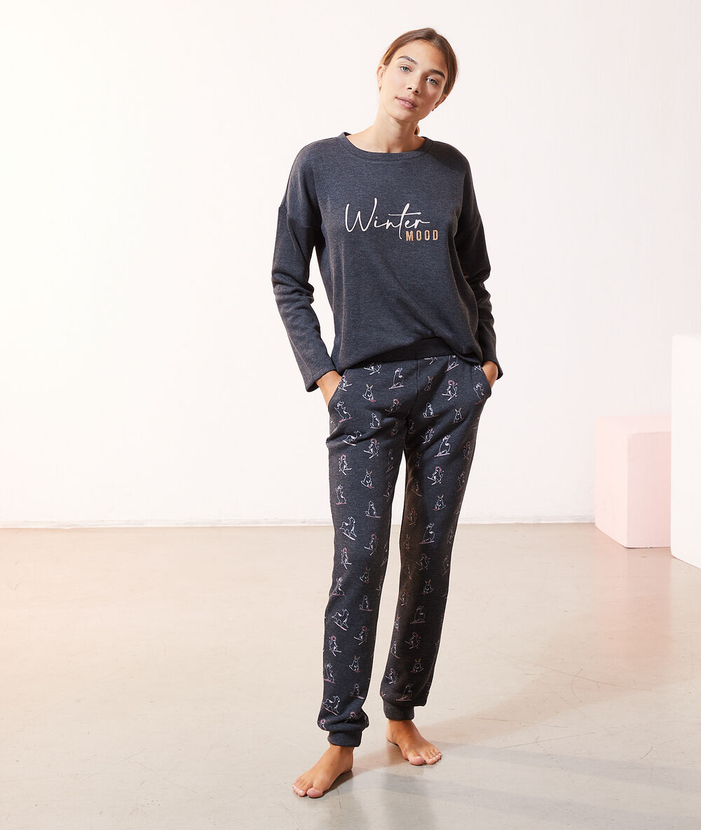 Pantalon imprimé anthracite.