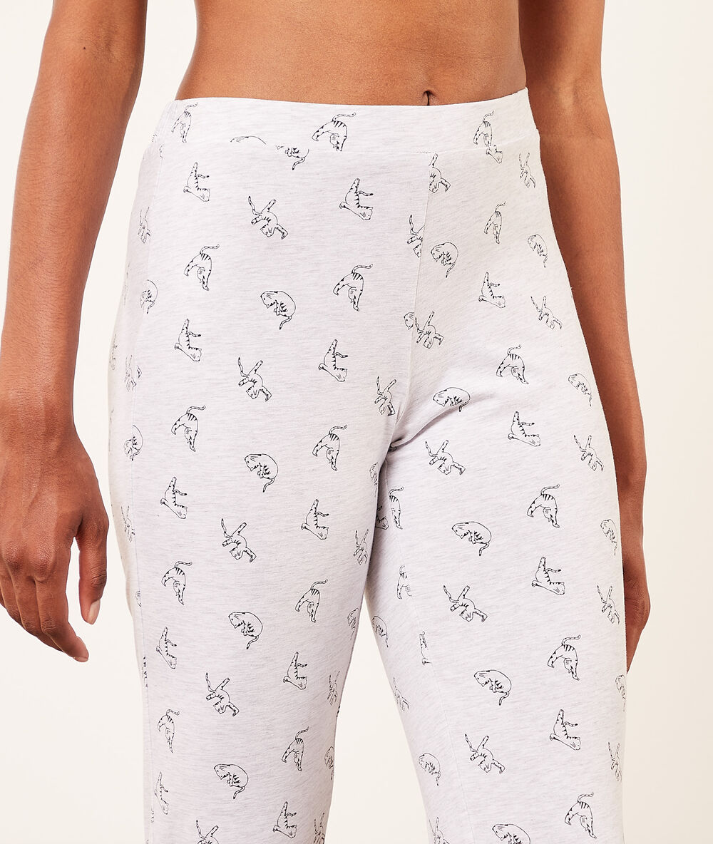 Legging imprimé chats gris clair.